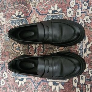 Portland Leather Black Chunky Loafers